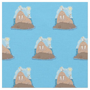 Tissu Illustration drôle de morse joyeux