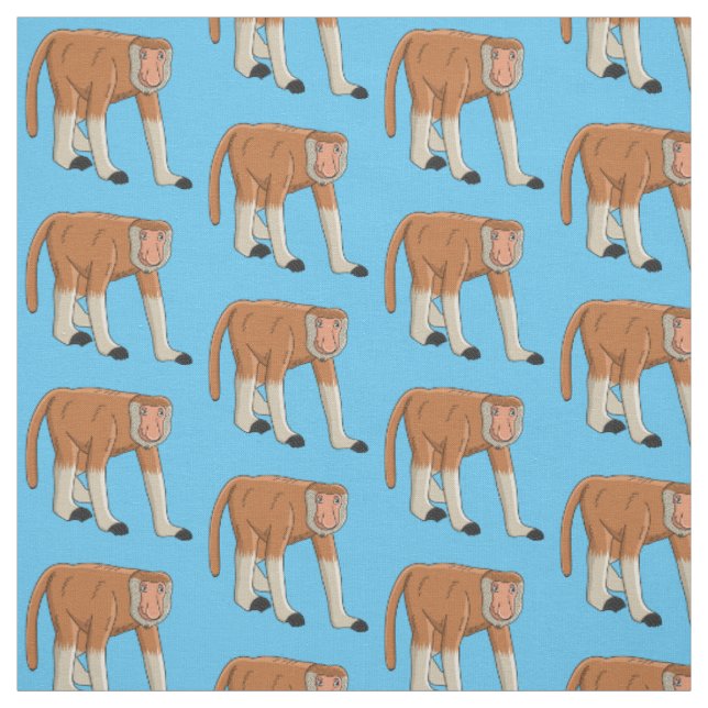 Tissu Illustration drôle de singe proboscis (Échantillon)