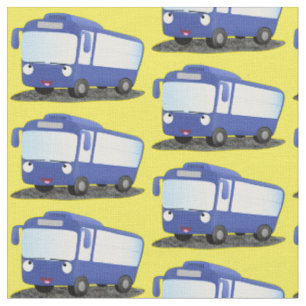 Tissu Illustration d'un bus moderne bleu mignon