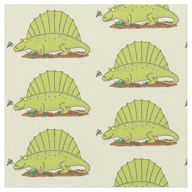 Tissu Illustration d'un dimétrodon vert mignon (Fermer)