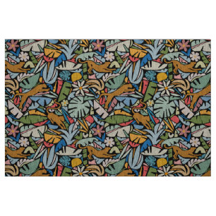 Tissu Illustration moderne de la jungle de Tiki au milie