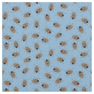 Tissu Illustrations de bogues Brown sur motif bleu