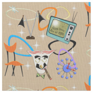 Tissu Images iconiques d'années '50 astucieuses sur