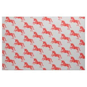 Tissu Imaginaire Unicorne rouge mystique