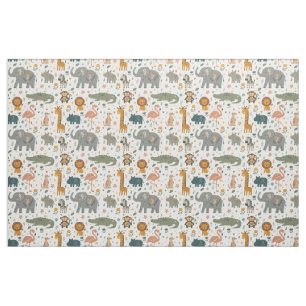 Tissu Impression d'animaux de safari dessinés à la main 