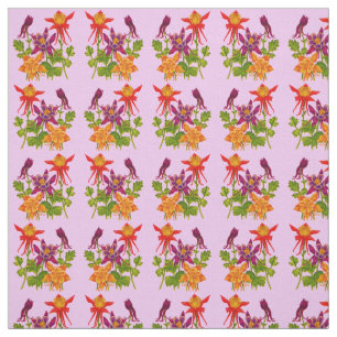 Tissu impression de fleurs de columbine