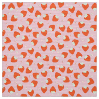 Tissu Impression de fraises roses