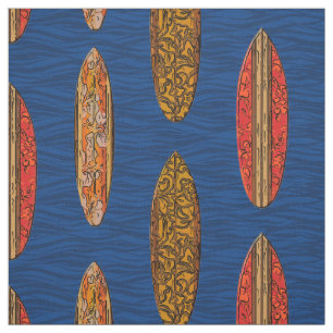 Tissu Impression de planches de surf vintage hawaïennes