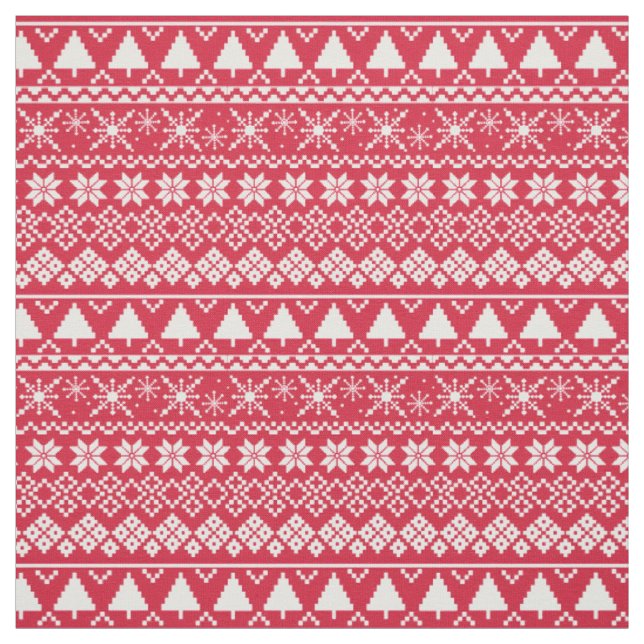 Tissu Impression de pull de vacances d'hiver Rouge (Échantillon)
