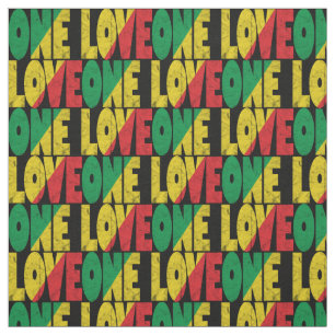 Tissu Impression typographique One Love Rasta Reggae