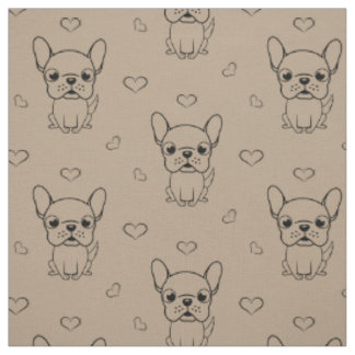 Tissu imprimé avec un joli Bouledogue Français à l