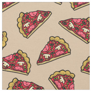 Tissu imprimé motif tranches de pizza au mètre