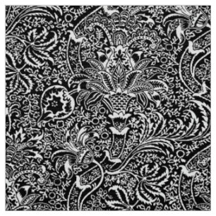 Tissu Indien de William Morris, noir et blanc