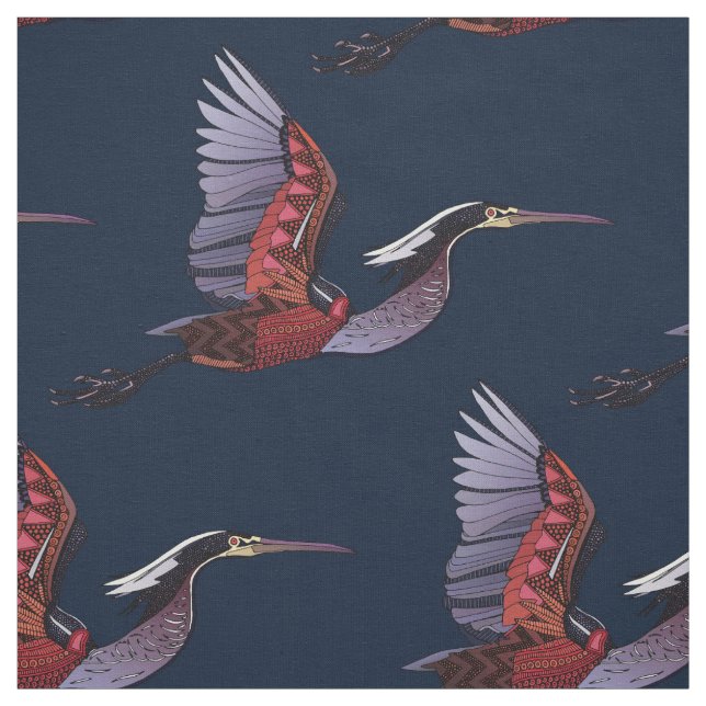 Tissu indigo d'Agami héron (Échantillon)