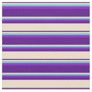 Tissu Indigo, Tan, Turquoise et Violet foncé