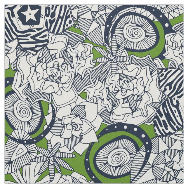 Tissu indigo vert succulent (Échantillon)