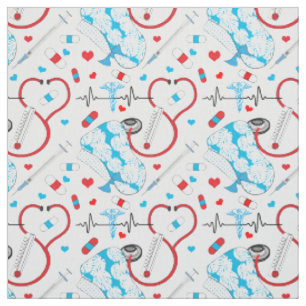 Tissu Infirmière Cute Stethoscope Docteur Motif EKG