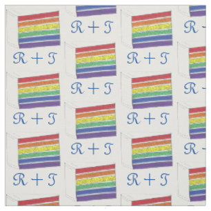 Tissu Initiales personnalisées Rainbow Mariage Cake Prid