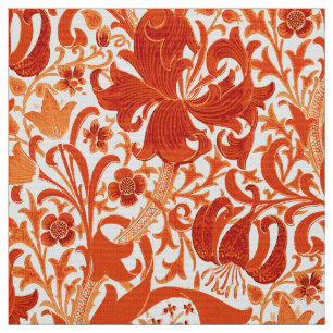 Tissu Iris de William Morris et lis, mandarine