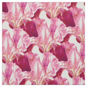 Tissu Iris rose rouge peignant le motif botanique d'art