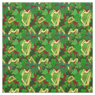 Tissu Irlandais shamrock, noir, imprimé haricot irlandai