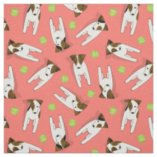 Tissu Jack Russell chiens avec balles de tennis corail T