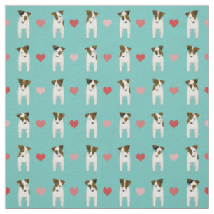 Tissu Jack Russell Terriers coeur léger turquoise toute