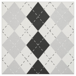 Tissu Jacquard blanc et gris noir