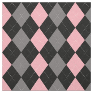 Tissu Jacquard gris noir rose rétro