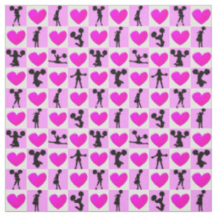 TISSU J'ADORE LE COEUR ROSE CHEERLEADES