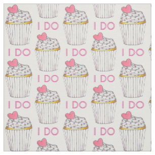 Tissu J'AI Pink White Heart Cupcake Mariage Cake Love