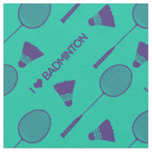Tissu J'aime le badminton sur minty green