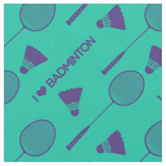 Tissu J'aime le badminton sur minty green