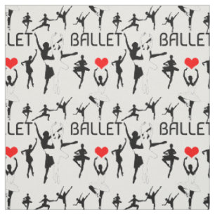 Tissu J'Aime Le Motif De Ballet. Danseurs de ballet noir