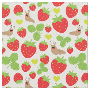 Tissu J'aime les fraises Motif sans couture