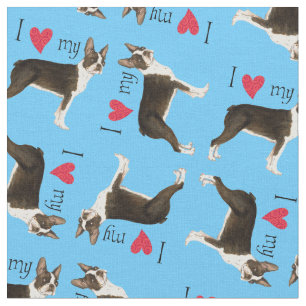 Tissu J'aime mon Boston Terrier