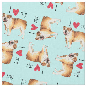 Tissu J'aime mon bouledogue