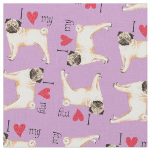 Tissu J'aime mon carlin