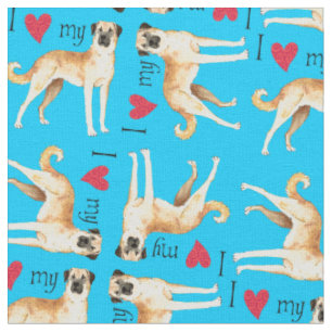Tissu J'aime mon chien de berger anatolien