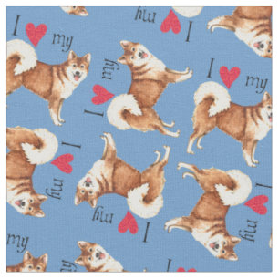 Tissu J'aime mon chien de berger islandais