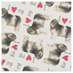 Tissu J'aime mon chien de berger polonais de plaine
