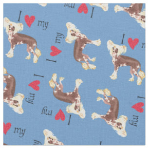 Tissu J'aime mon chinois Crested
