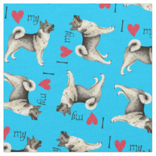 Tissu J'aime mon Elkhound norvégien