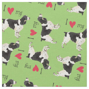 Tissu J'aime mon épagneul de springer anglais