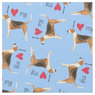 Tissu J'aime mon fox-hound américain
