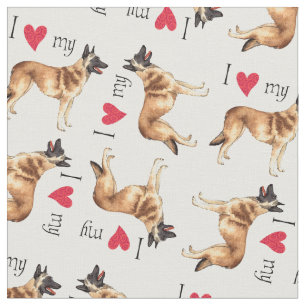 Tissu J'aime mon Malinois belge