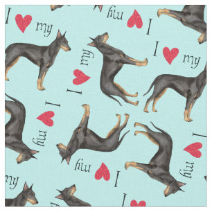 Tissu J'aime mon Manchester Terrier