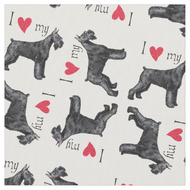 Tissu J'aime mon Schnauzer géant (Fermer)