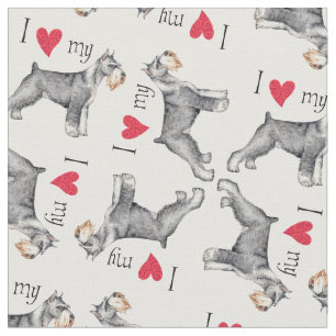 Tissu J'aime mon Schnauzer standard