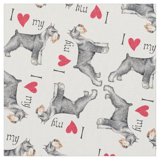 Tissu J'aime mon Schnauzer standard (Fermer)